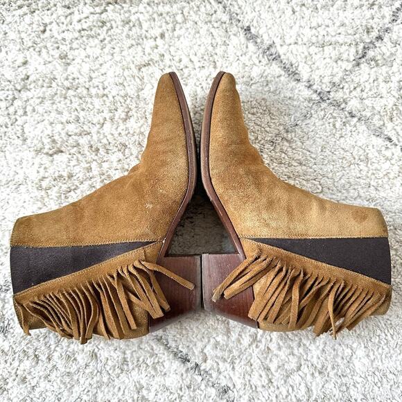 Saint Laurent Tan Brown Suede Fringe  Ankle Boots Size 36 / US 6 - Picture 12 of 14